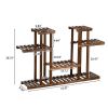Artisasset 4-Story 12-Seat Indoor And Outdoor Multi-Function Carbonized Wood Plant Stand