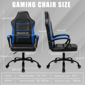 Ergonomic Gaming Chair, Comfortable Computer Chair for Heavy People, PU Leather Video Game Chairs for Adults, Adjustable Office Chair Gamer Chair (Color: Blue)